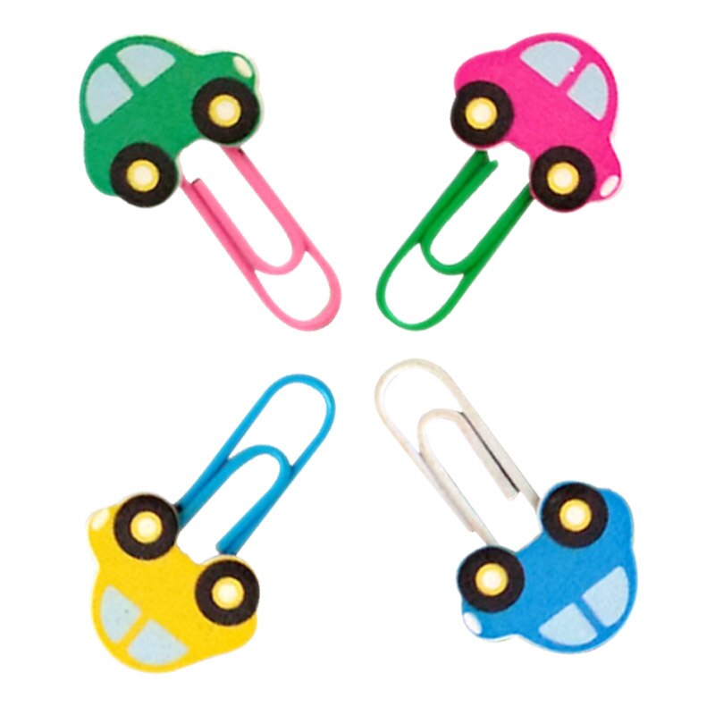Schoolbenodigdheden regenboogkleurige cartoon autovormige bladwijzers paperclip multifunctionele 5 stuks stationaire kantooraccessoires