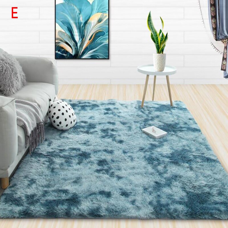 Plush Carpet for Living Room Fluffy Rug Thick Bed Room Carpets Anti-slip Floor Gray Soft Rugs Tie Dyeing Velvet Kids Room Mat: E
