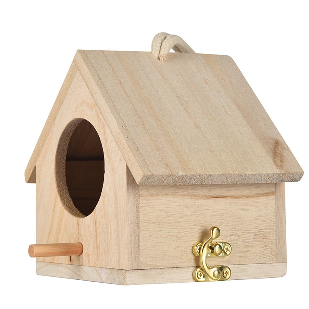 Wooden Bird House Breeding Cage Box Feeding Nest Garden Backyard Balcony Pendant Simulation Fence Birdhouse Home Decora