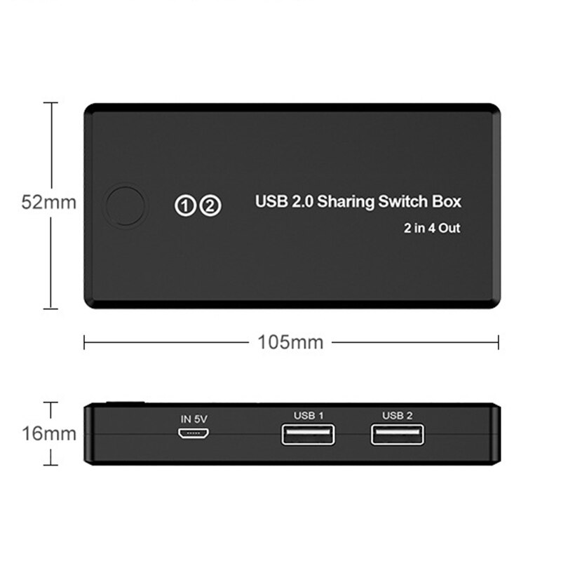 Usb 2.0 Sharing Switch Box 4 Poort 2 In 4 Out Switch Adapter Voor Muis Keyboard Scanner Printer Monitor Apparaten