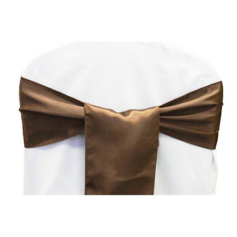 Freies 25 teile/los Hochzeit Stühle Knoten Schärpe Satin- Stoff Stuhl Schärpen Bogen Abdeckung Für Hochzeit Partei Bankett Veranstaltung Dekorationen: Schokolade