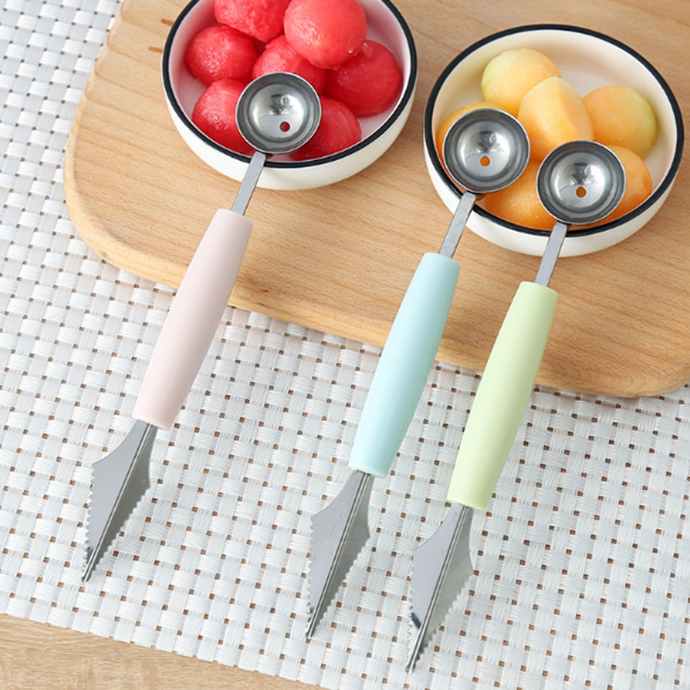 2 In 1 Ice Cream Ball Spoon DIY Assortment Fruit Digging Spoon Tool Watermelon Fruit Carving Gouge Knife