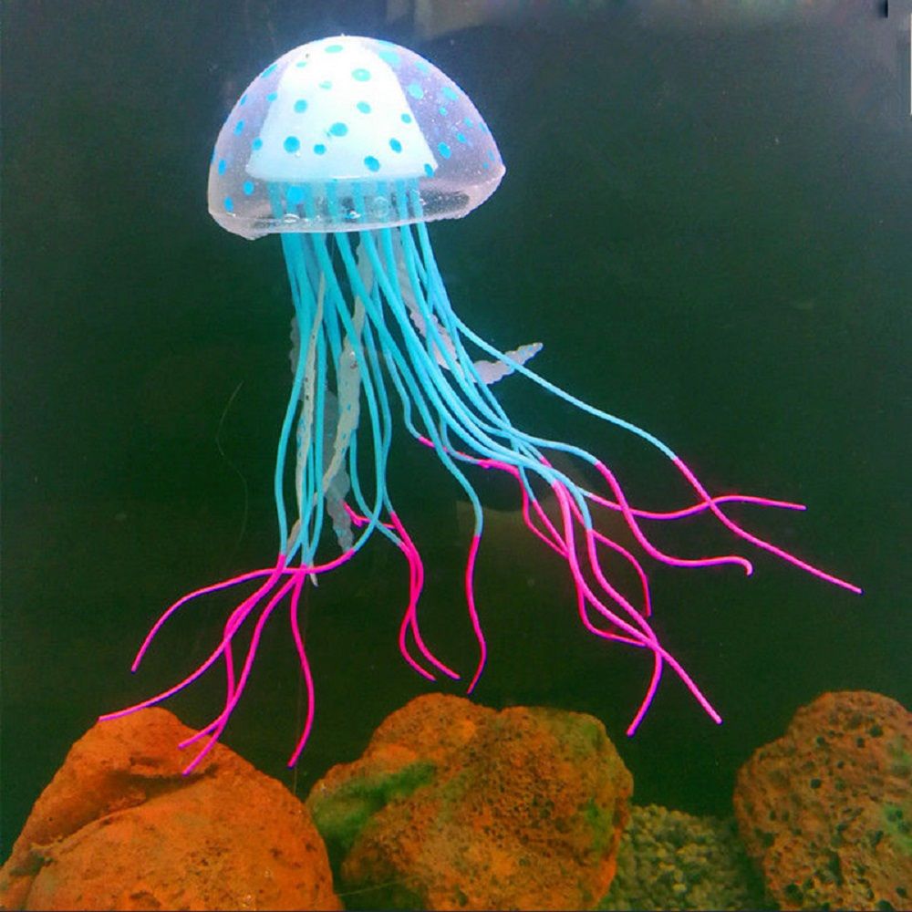 Neue Glowing-effekt Künstliche Quallen Aquarium Dekoration Aquarium Unterwasser Live Anlage Leucht Ornament: blue(6cm)