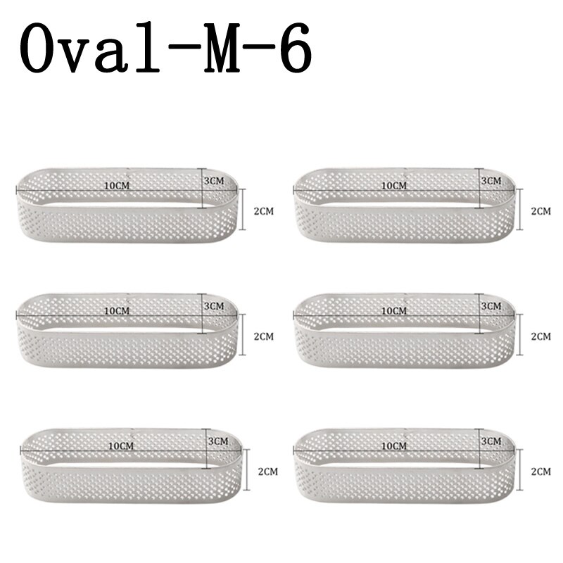 SHENHONG Oval Tartlet Molds French Dessert Mousse Fruit Pie Tart Ring Quiche Cake Mold au Citron Tarte Tatin Cheese Pan: Size M 6 Pieces