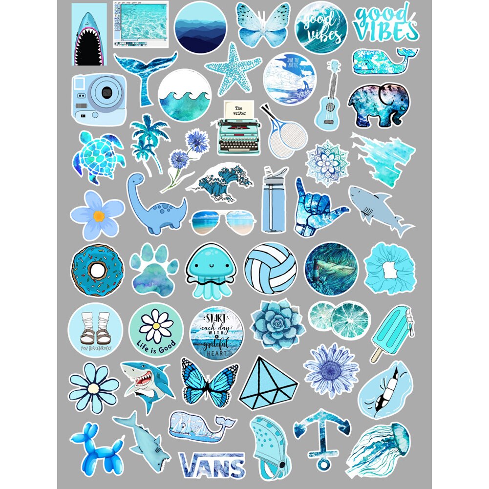53pcs Set Waterproof Stickers for Laptops Water Bottle Book Bicycle Sticker Cartoon Image Suitable for Kids Girls Teens Women