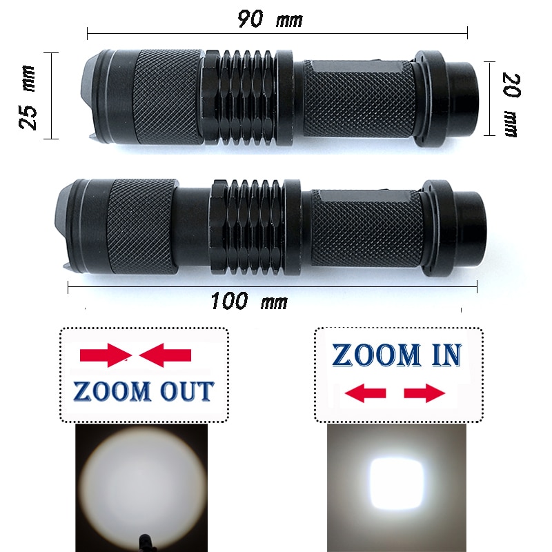 Z40 Mini led Flashlight Torch Lamp 1000 Lumens CREE Q5 LED Torch AA/14500 Adjustable Zoom Focus Penlight Waterproof For Outdoor