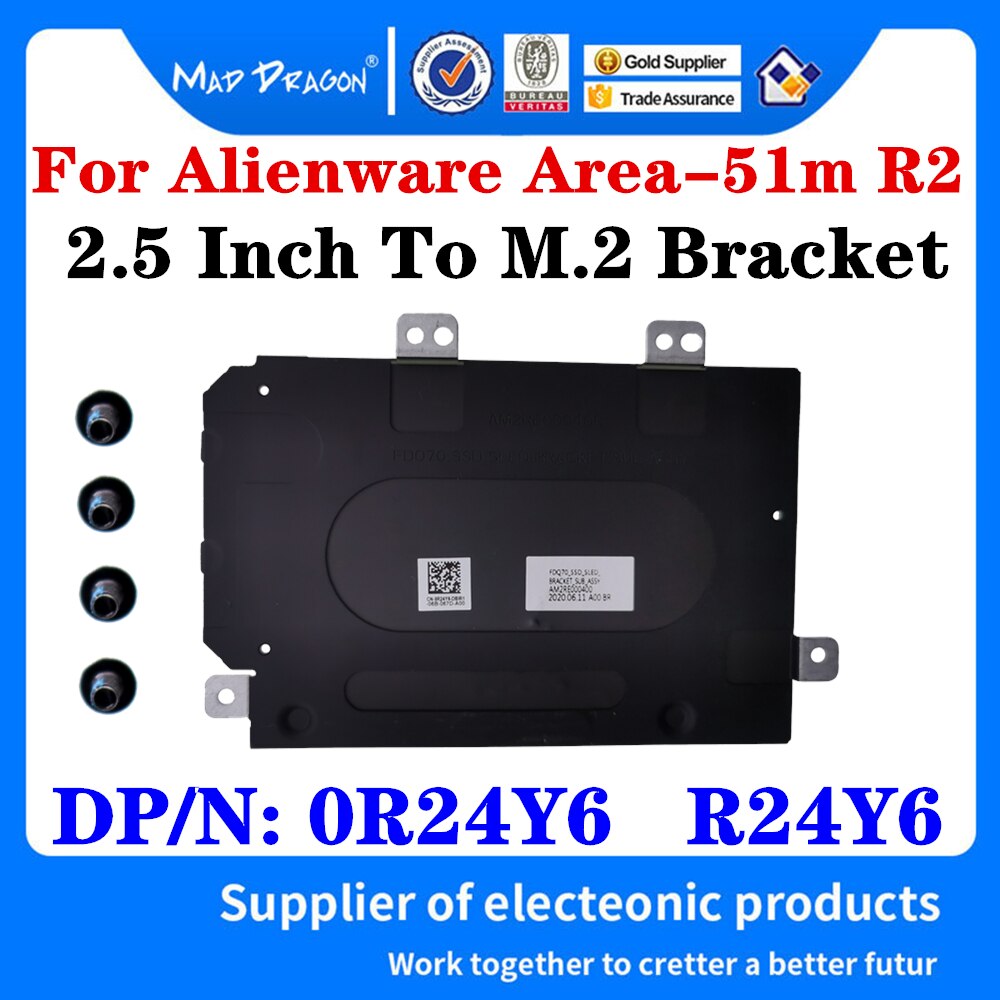 D3P25 R24Y6 5F1WR 2JH8P 3JTF8 For Dell Alienware Area-51m R2 2.5 Inch To Double M.2 SSD Board Bracket Heatsink Cable Suit: R24Y6