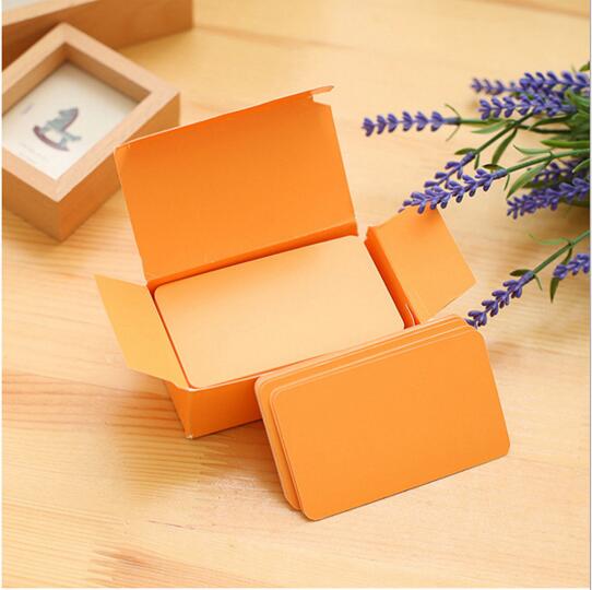 90pcs/box Pocket DIY Graffiti Blank Vocabulary Word Card Round Corner Small Message Card Stationery Accessories: Orange