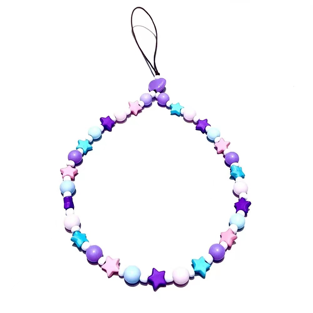 Blauwe Ster Bohemian Rainbow Star Mobiele Telefoon Keten Voor Vrouwen Acryl Regenboog Hart Geometrische Kralen Mobiele Telefoon Keten: Rood-Bruin