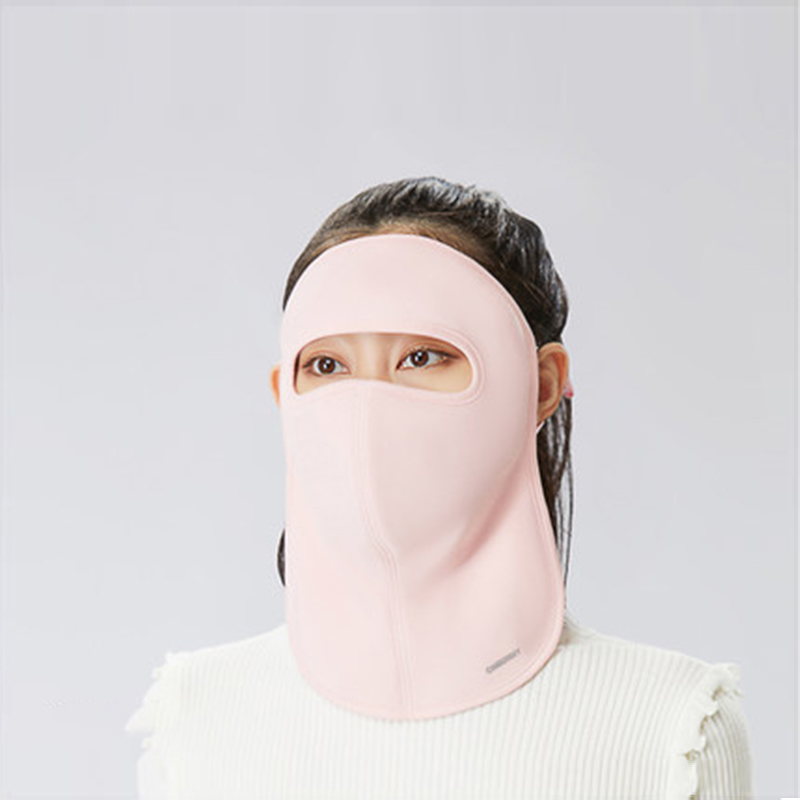 Ohsunny Winter Windproof Full Face Mask With Neck Protection Solid Color Tenel Soft Keep Warm Sunscreen Facemask For Cycling: Sakura Pink