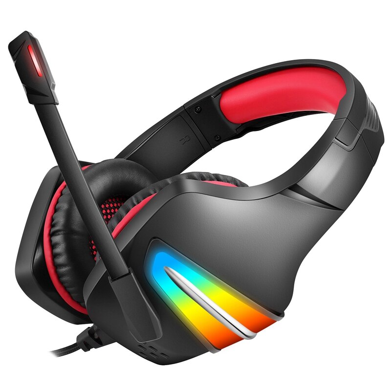 J6 Gaming Headset with Mic and Noise Cancellation Headphone Gaming with Led Light for Phone,Laptop,PS4,PS5,PC,: Black   Red