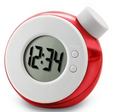 Cute Water Power Clock Digital Display Clock Calendar Timer Eco-Friendly Smart Clock for Desktop Home Children Christmas: red