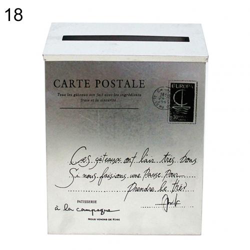 Retro Metal Mailboxes Wall Mounted Mail Box Mailbox Bucket Newspaper Letter Box Post Garden Decoration Garden Supplies: 18