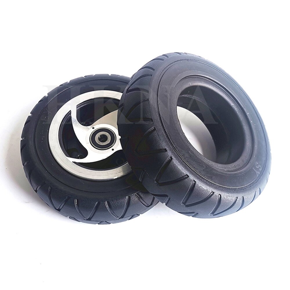 8 Inch 200x60 Electric Scooter Wheel Solid Non Pneumatic Tire with Keyway and Bearing Aluminum Hub for 4-wheel Electric Vehicle