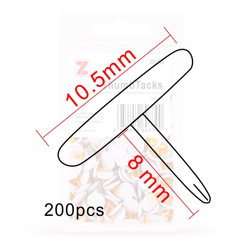 200PCS Z-LABEL White Thumbtack Softwood Nails Pushpin14 Color