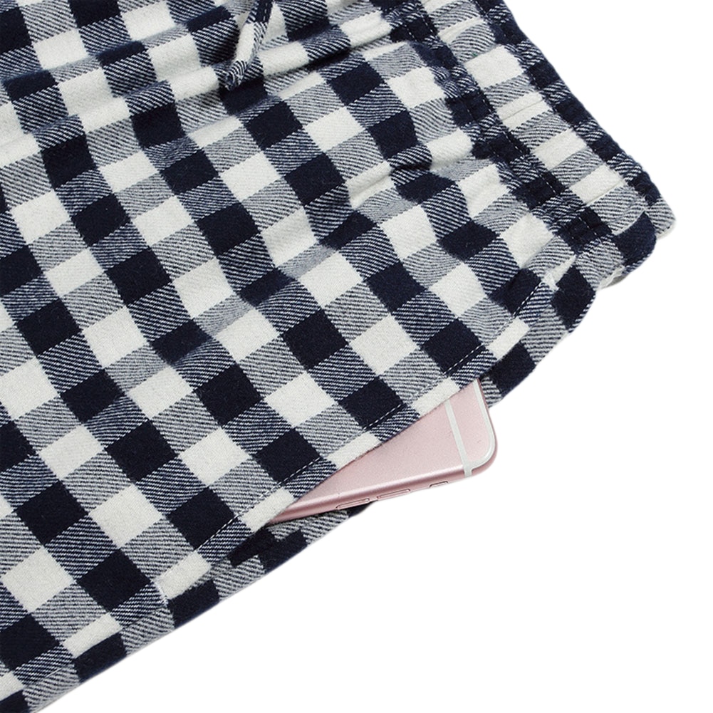 Herre pyjamasbukser i blød bomuld plaid/stribe elastisk linning nattøj pyjamas loungebukser