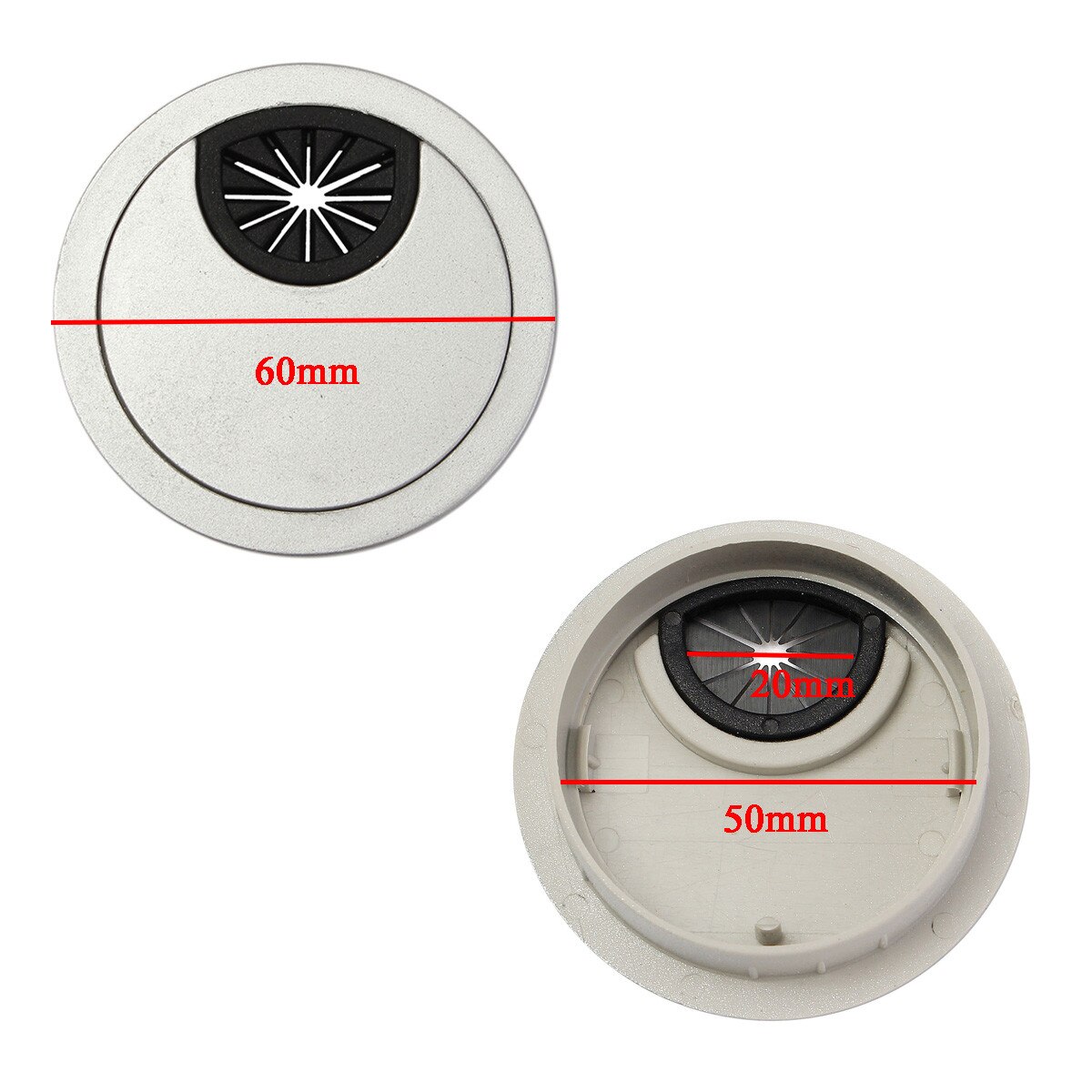 1Pcs 50mm ABS Plastic Desk Wire Hole Cover Base Table Cable Outlet Computer Grommet Port Surface Line Box Furniture Hardware