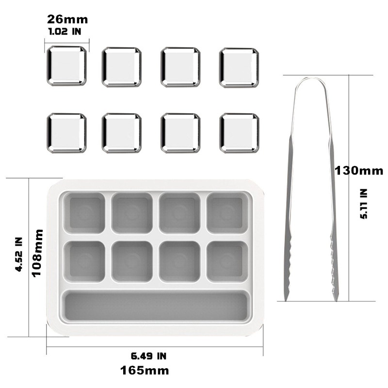 Cube à glace réutilisable pour refroidir le vin | Roches de refroidissement, glaçons en acier inoxydable, ensemble de pierres à whisky