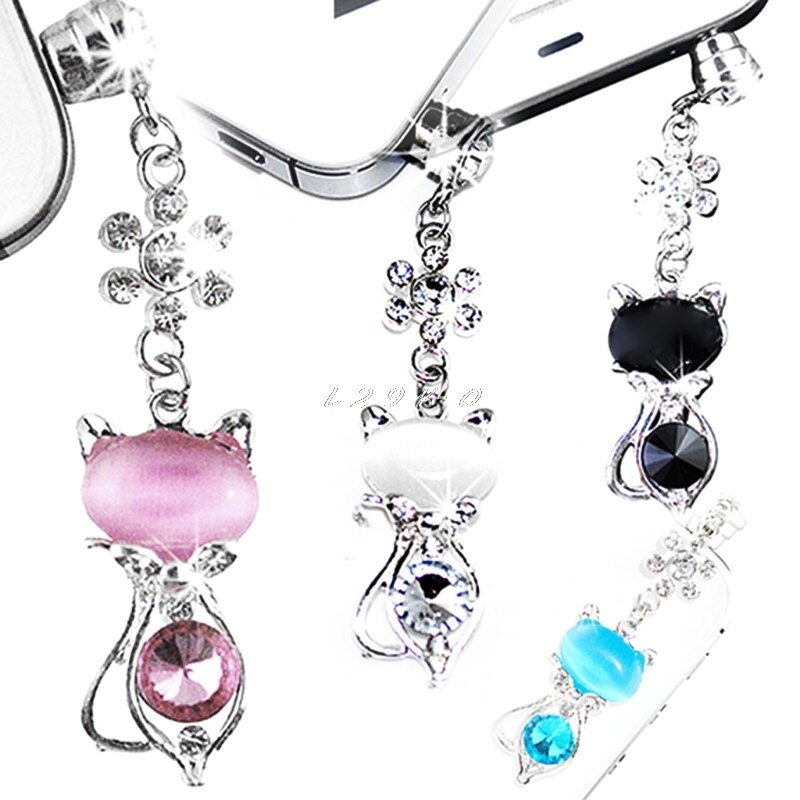 3.5Mm Jack Kat Crystal Dust Anti Earphone Cap Stopper Plug Voor Samsung Iphone 6