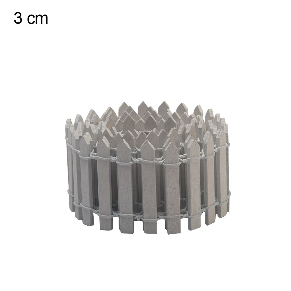 Miniatyr hantverk liten krukväxt blekande gren trädgårdsdekoration suckulenta växter mini staket dockhus träbarriär handmålad: Whitex 1pc 3cm