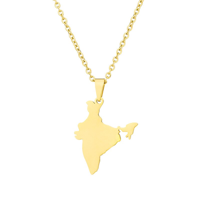 Wangaiyao Mode Eenvoudige India Kaart Hanger Rvs Ketting Geometrische Glossy Hollow Kaart Unisex Sieraden