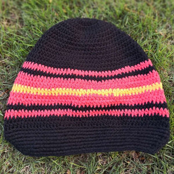 bambino ragazzo Cappello Lavorato A Maglia A Strisce Ragazzi dell'orecchio della Falda Del Cappello Dei Ragazzi del Cotone berretto Cappello per L'inverno 0-4 Anni di età: nero arancia banda / 6-12 Months