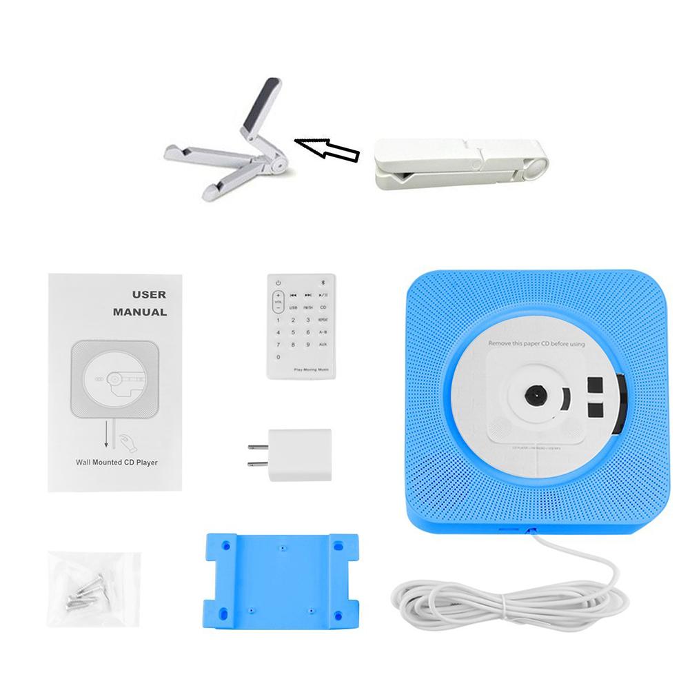 Wall Mountable CD Player Portable Bluetooth Music Player with Remote Control Cable-pulling switch Wall mounted