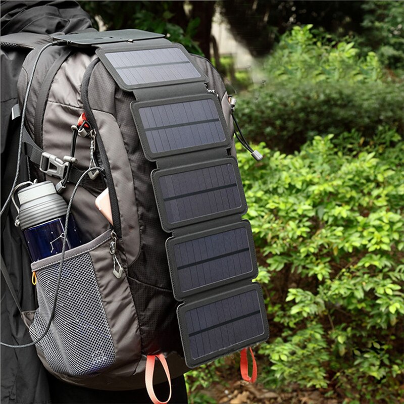Emergency Solar Panel Foldable Outdoor Solar Charger for Phone Battery Travel Hiking Camping USB Portable Power Cell Charger
