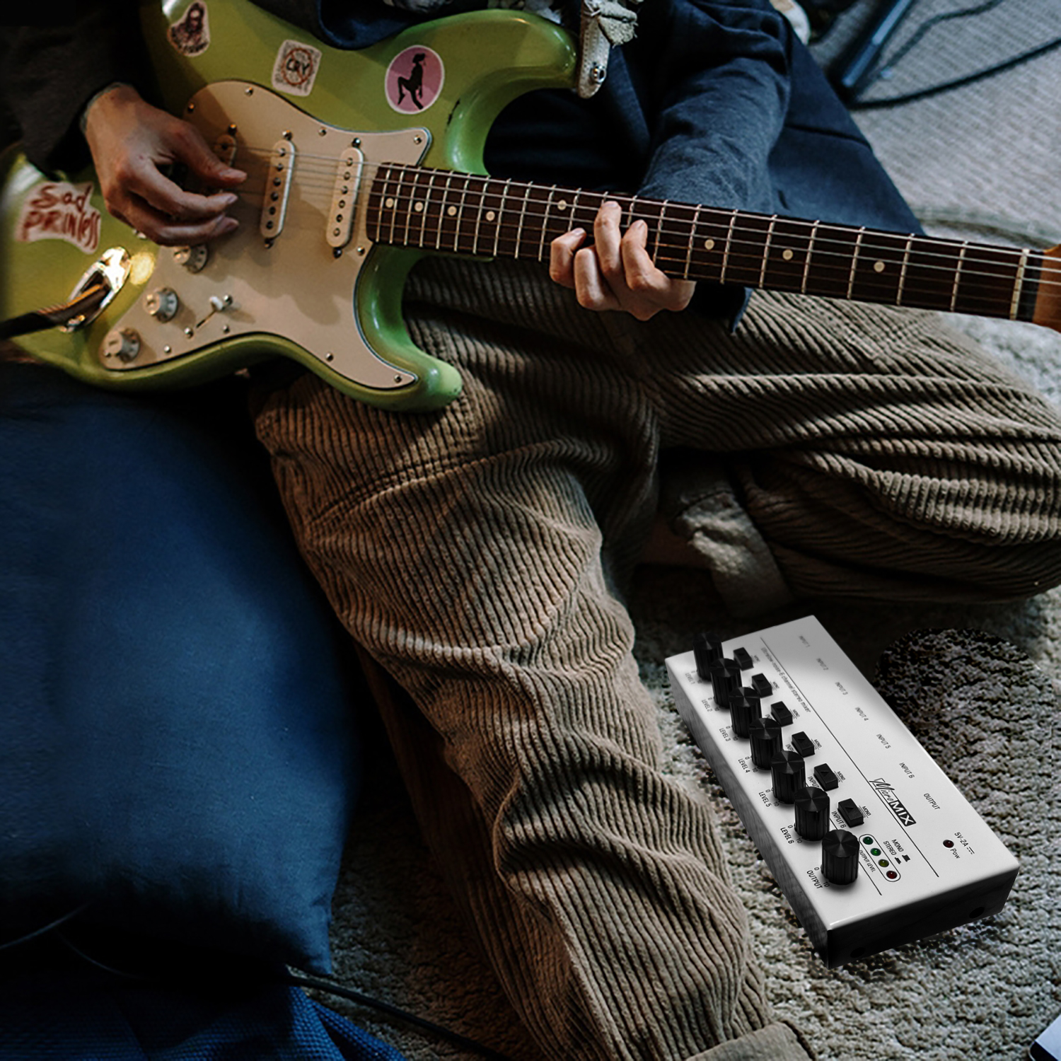 Ultra Low-Noise 6 Channels Audio Mixer Sound Mixer Stereo Mixer 6.35MM Portable USB Powered for Recording