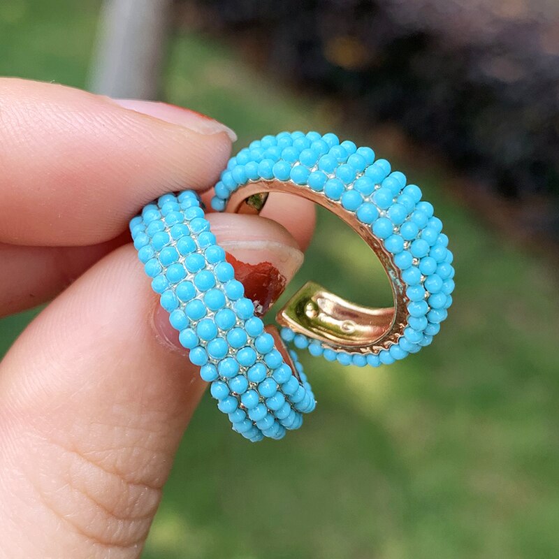 Komi turkis akryl perler perler huggies små ring øreringe til kvinder c-formet cirkel øreringe smykker bijoux brinco  k5554: K5678
