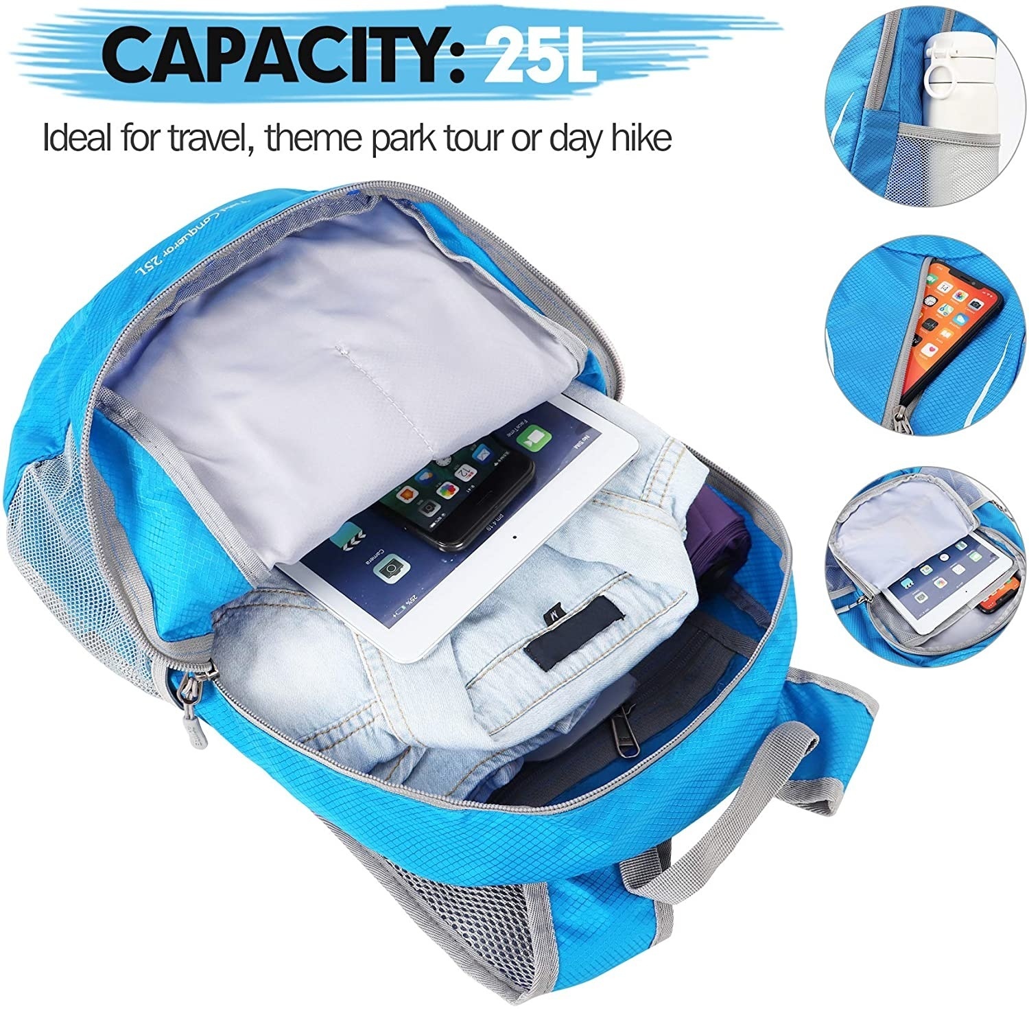 Zomake-Mochila pequeña, ligera de 25 litros, puede sostener, adecuada para mujeres y hombres