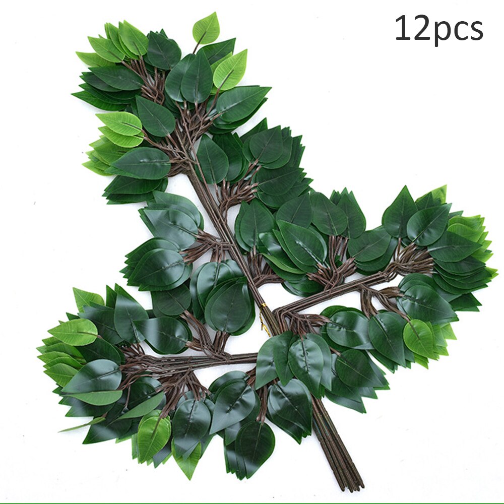 12 kpl/erä muovipuu keinotekoinen ficus-lehti ginkgo biloba oksat ulkona käsintehdyt lehdet tee-se-itse juhliin kotitoimiston koristeluun: Asia selvä