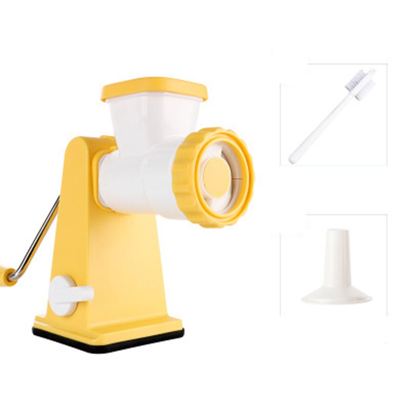 Manuell husholdning kjøttkvern grønnsaker hakker kjøttdeig multifunksjon mat prosessor pølsestopper kjøkkenverktøy: Gul