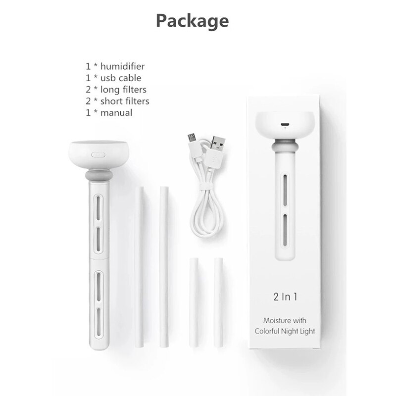 KBAYBO Mini USB Air Humidifier with Neon Light for Home Office Portable Essential Aroma Oil Diffuser Car Mist Maker Ultrasonic