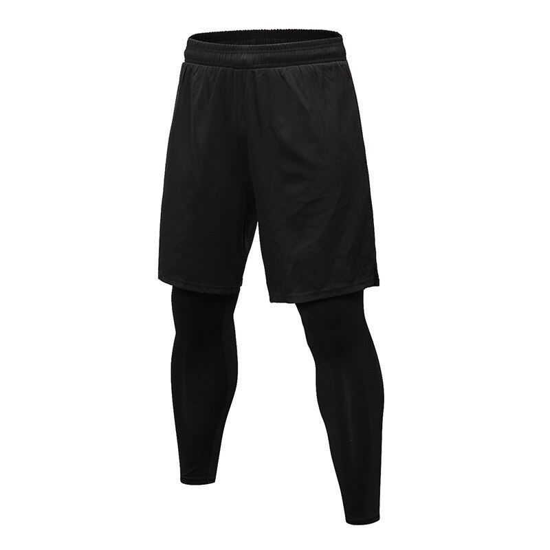 Männer Lauf Hosen 2 In 1 Sport Fußball Training Jogging Hose Atmungsaktiv Schnell Trocknend Engen Fitness-Studios Fitness Hosen für männer Männlich: Black / XL
