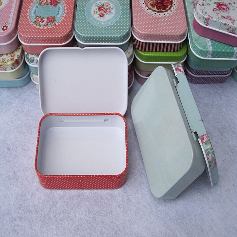 Mini caja de hojalata Vintage con estampado de flores para joyería, recuerdo de boda, caja de dulces de Metal, cajas de almacenamiento decorativas, para el hogar 1 unidad