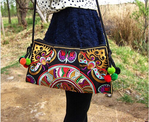 Mode Creatieve vintage Borduurwerk boodschappentassen! Leuk Bohemian Bloemen Lady Schouder & Crossbody tassen Nationale Canvas Carrier: 9