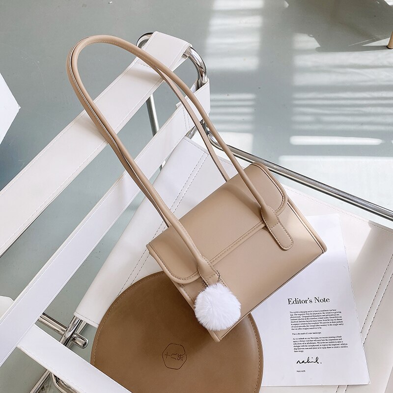 Met de naam fur ball dames winter pu leren crossbody tas met merknaam, trendy schoudertassen, trendy handtassen: Khaki