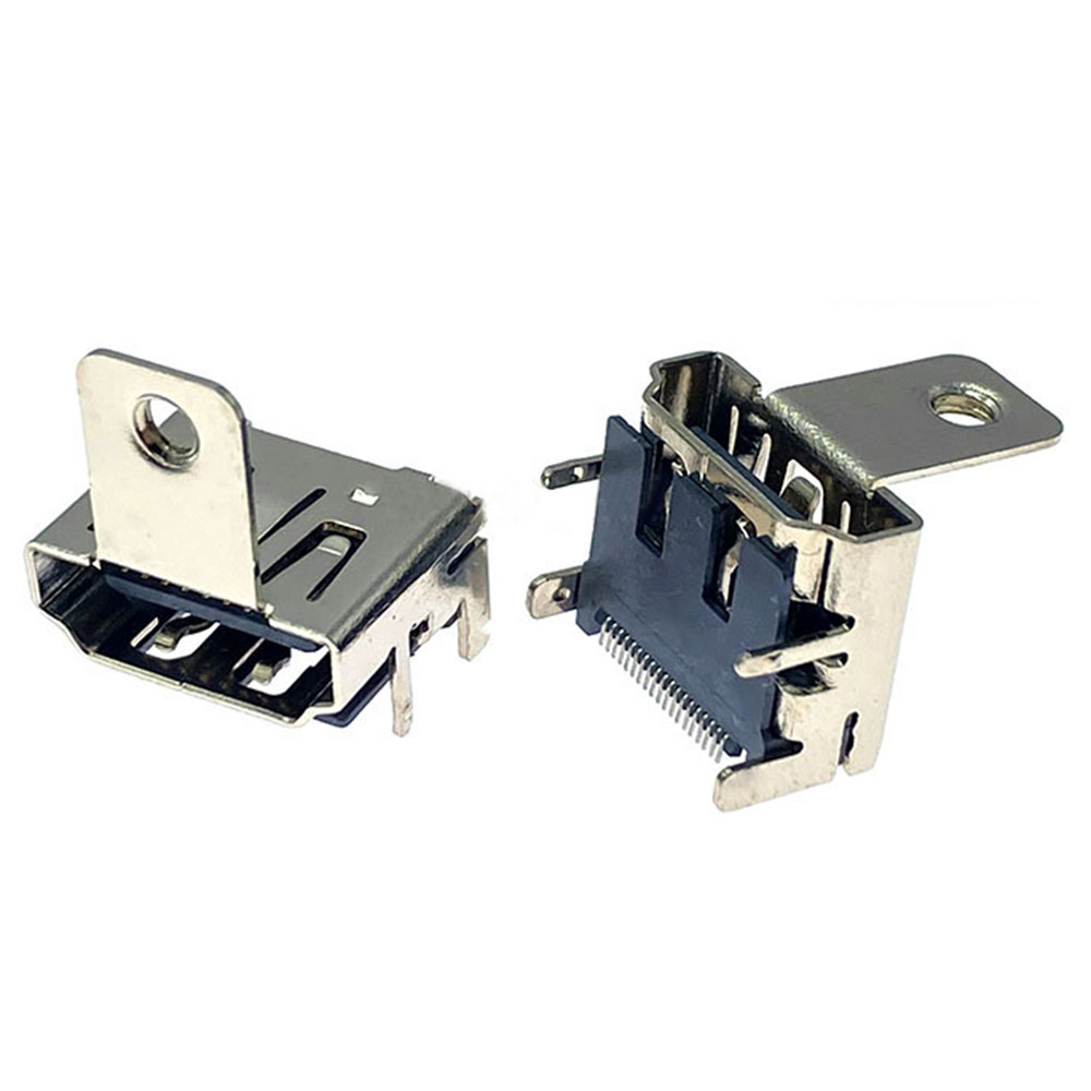 19P SMT HDMI Female Jack Socket Interface Connector 19PIN HDMI-Compatible Port 90 Degree With Screw Hole For HDTV