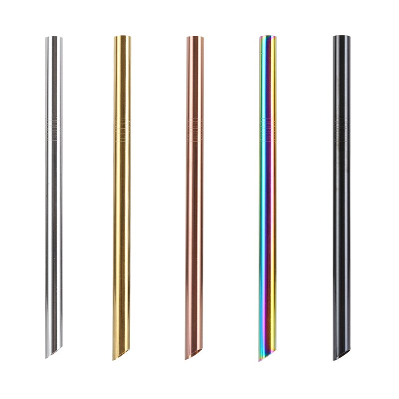 2Pcs Metall Wies Ende Stroh + 1Pc Pinsel Regenbogen Trinkhalme Wiederverwendbare Strohhalme 12mm * 215MM mit Tragbaren Box Oder Tasche