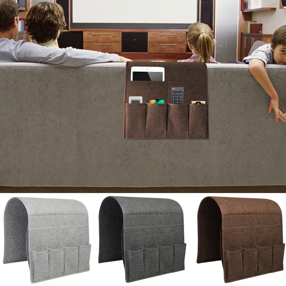 Sac de rangement suspendu pour fauteuil, caddie en feutre, organisateur d'accoudoir inclinable pour Magazine tablette téléphone portable télécommande