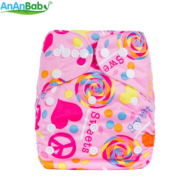 Cartoon Print Baby Diaper One Size Fits All Washable Reusable AnanBaby Cloth Diaper With Microfiber Insert 3-15kg
