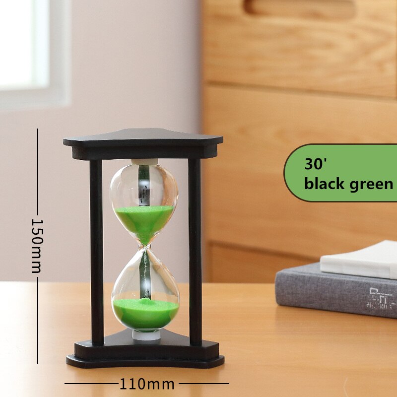 Hourglass 30 Minutes Count Down Timer Wood Sand Glass Watch Timing Home Desk Decoration Wedding Favors for Guests SL-SZSL: 30m black green