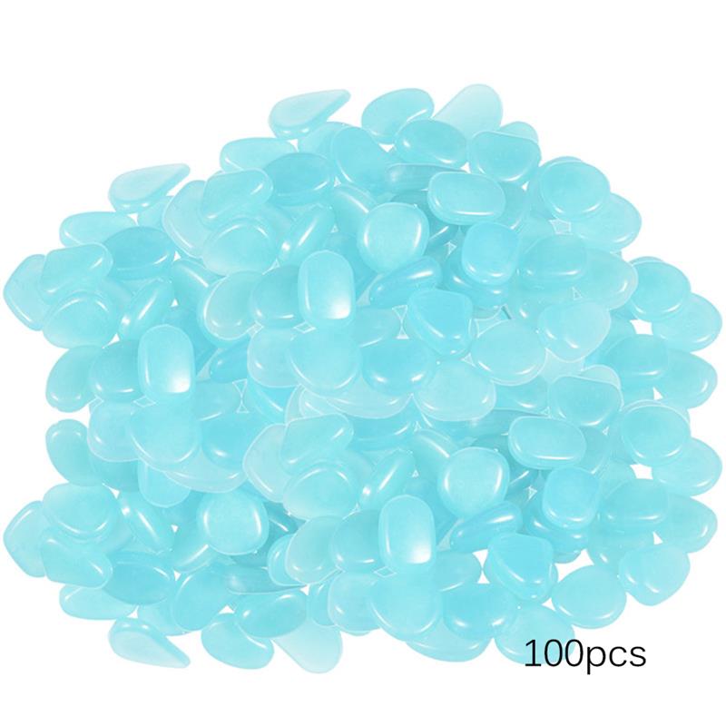100 stuks tuindecoratie lichtgevende stenen lichtgevende decoratieve kiezels buiten visdecoratie kiezelstenen aquarium: Blauw