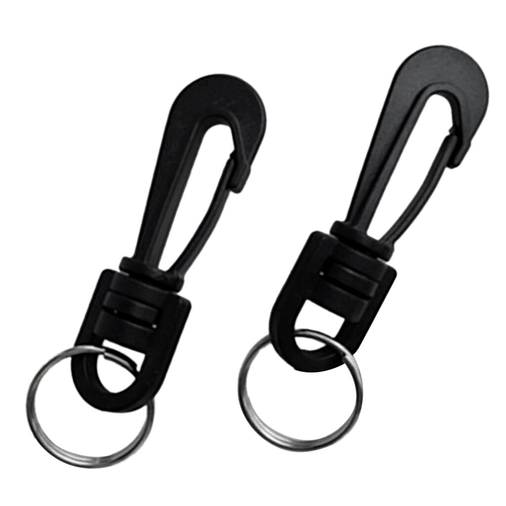 2 Pieces Black Plastic Swivel with Spring Clip with Snap Hooks