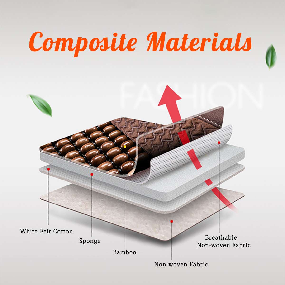 Universal Summer Cooling Auto Front Seat Cushion Protector Beads Leather + Bamboo Car Seat Covers Breathable