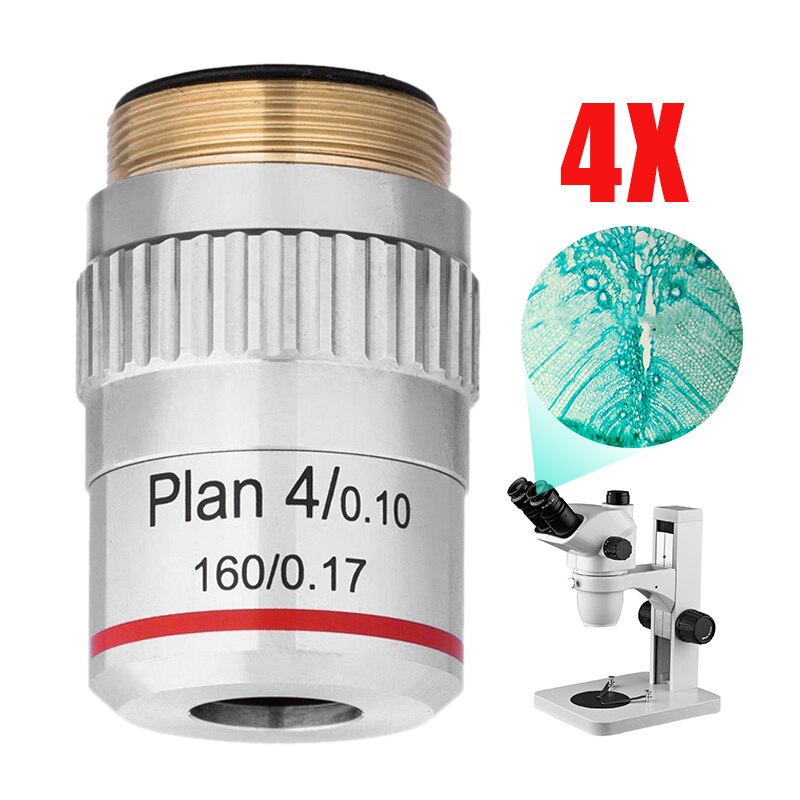 4X DIN-standard Plan Achromatic Microscope Objective Lens Biological Microscope Accessories Parts