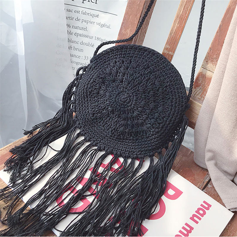 Sommer halm vevd bag casual boho messenger skulder dusk bag håndveske crossbody bag