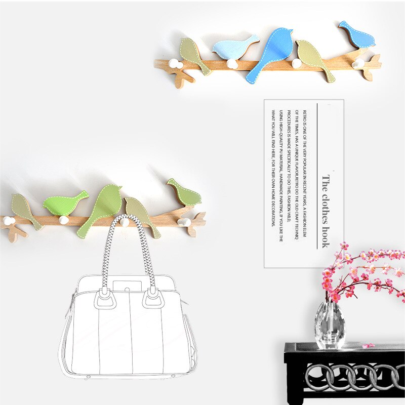 4 Haken Home Decoratieve Haken Vogel Houten Kapstok Rail Kleerhanger Woonkamer Decoraties Haak