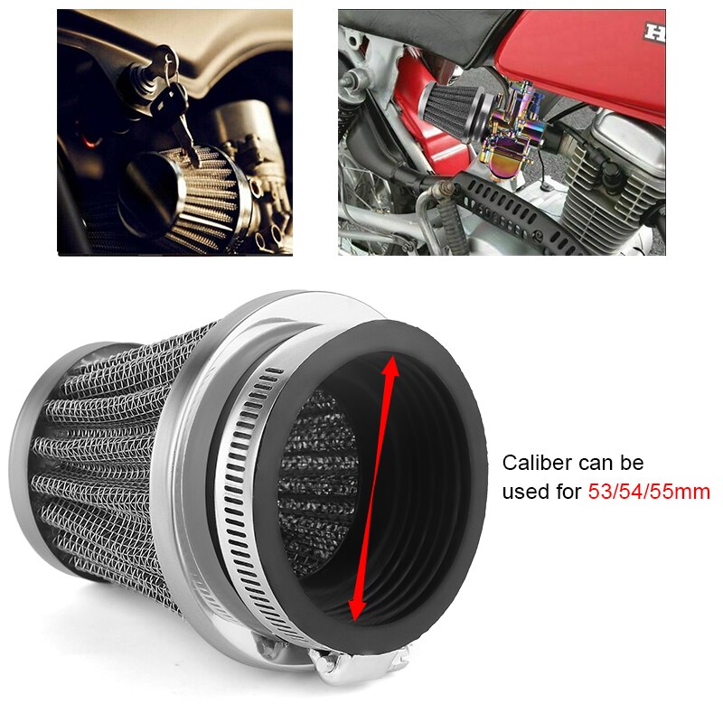 53 54 55 motorcykel luftfilter rundt metal luftrenser skum til hnoda